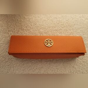 Tory Burch Orange Sunglasses Case with Gold Logo